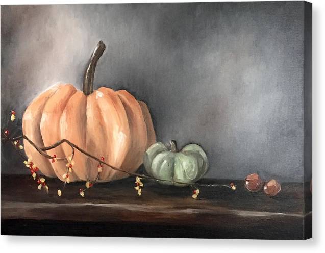 Cinderella Pumpkin with Hypericum Berries - Canvas Print