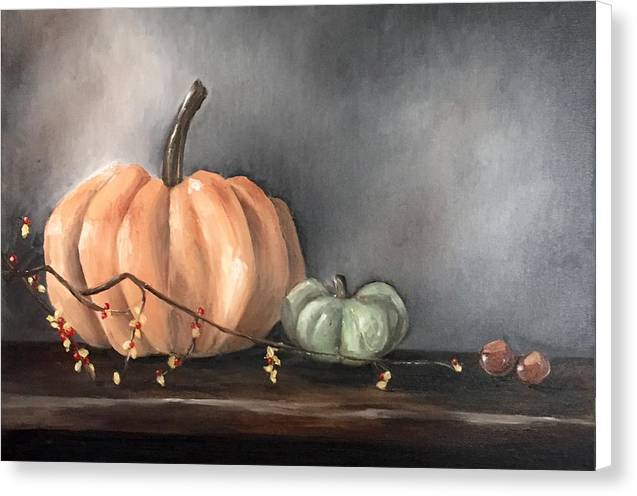 Cinderella Pumpkin with Hypericum Berries - Canvas Print